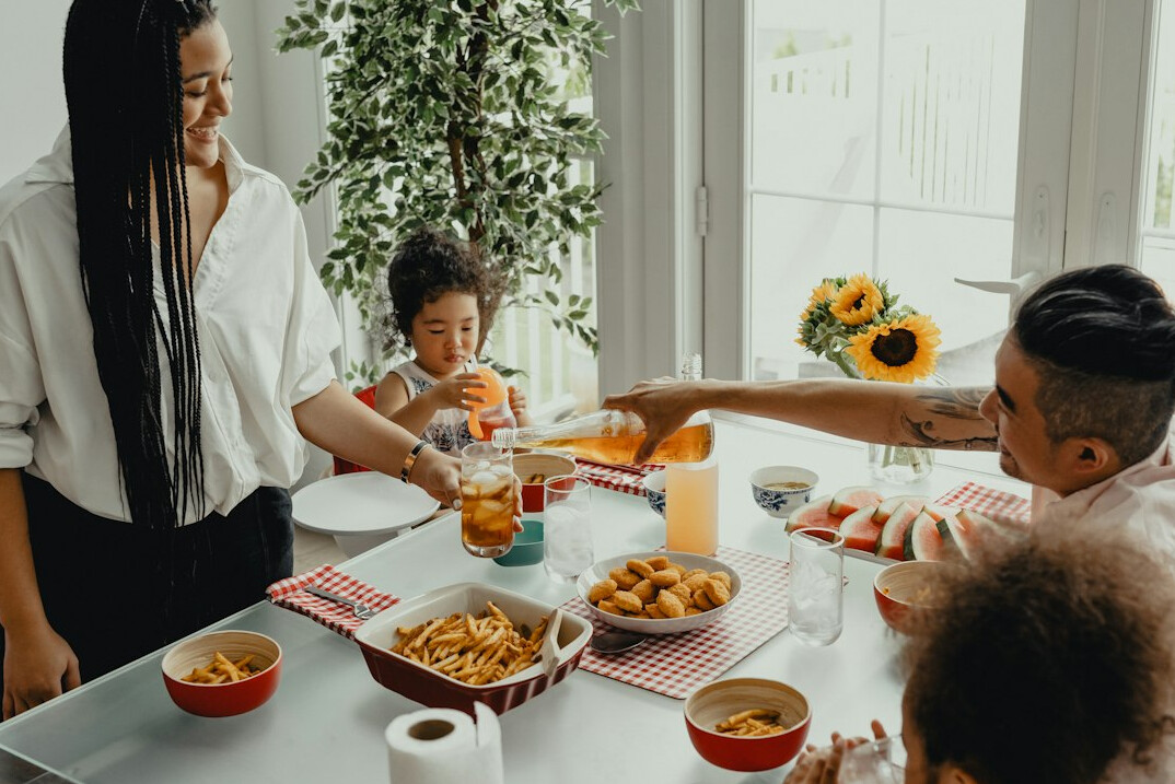 family at kitchen table