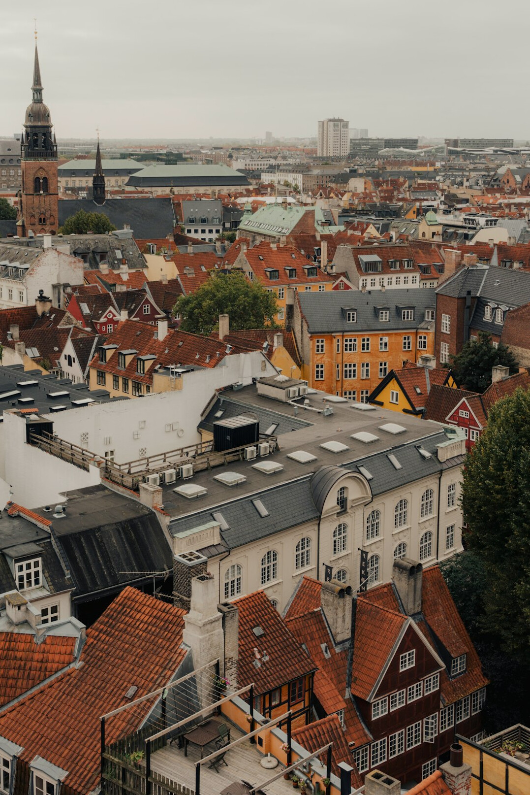 Quiet cobbled square in a small Danish town